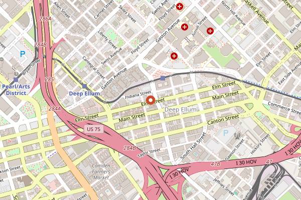 Map showing Cafe Brazil Deep Ellum in Dallas