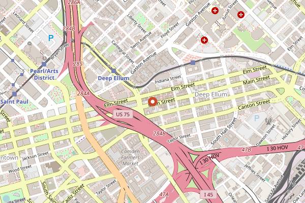 Map showing Ghost Donkey in Dallas