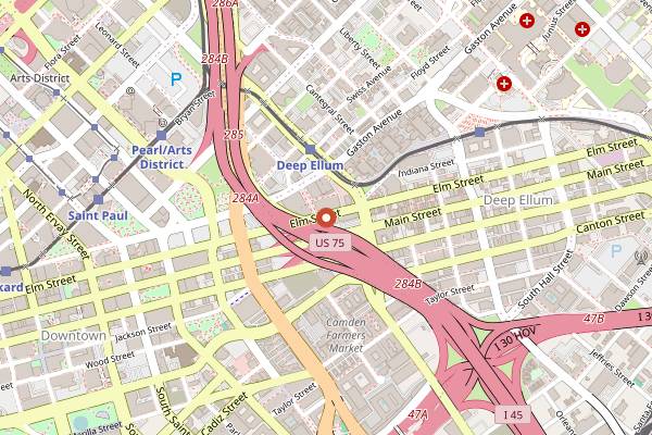 Map showing Good Side Pizza + Bar in Dallas