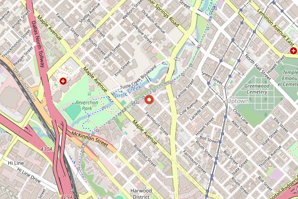 Map showing Katy Trail Ice House in Dallas