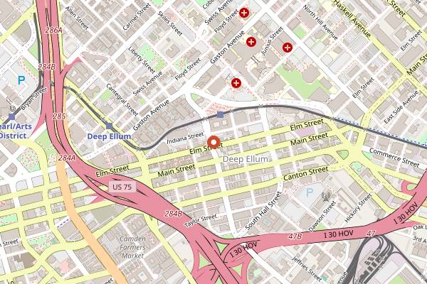 Map showing Off The Cuff in Dallas