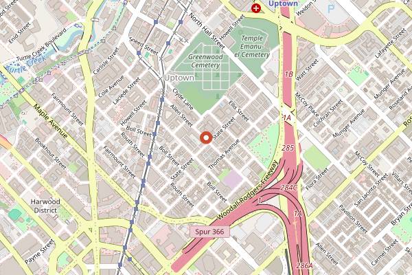 Map showing Parliament in Dallas