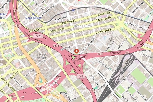 Map showing Deep Ellum Brewing Co. in Dallas