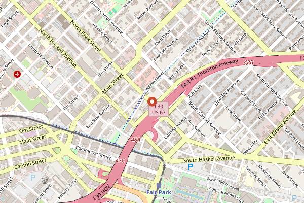 Map showing Noble Coyote Coffee Roasters in Dallas