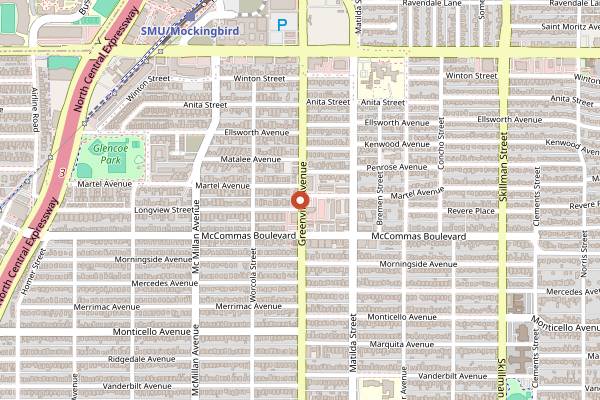 Map showing Wava Halal Grill in Dallas