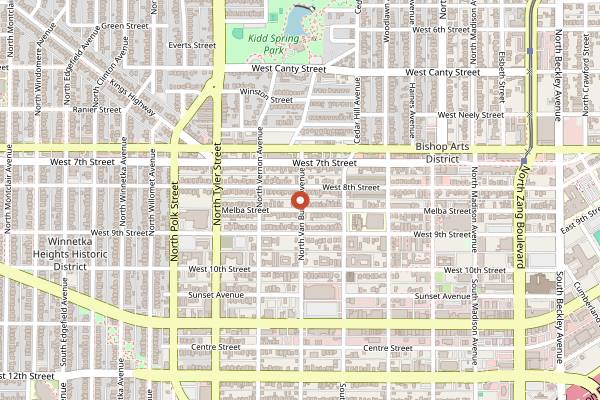 Map showing Cinco de Mayo Festival (Bishop Arts) in Dallas