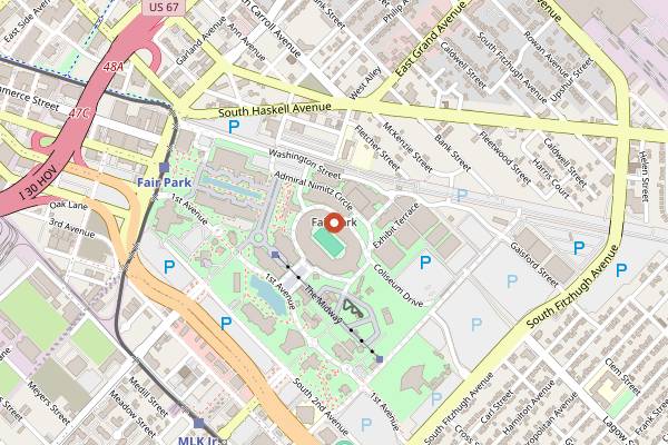 Map showing FoodieLand Food Festival in Dallas