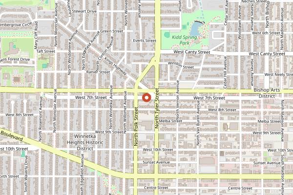 Map showing Incloodie Bishop Arts Tejano Trails Tour in Dallas