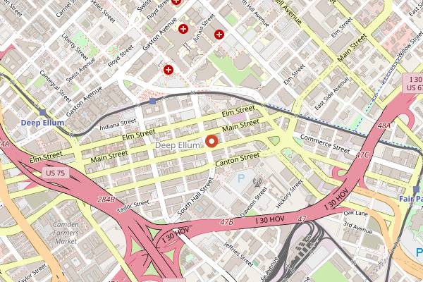 Map showing Serious Pizza in Dallas
