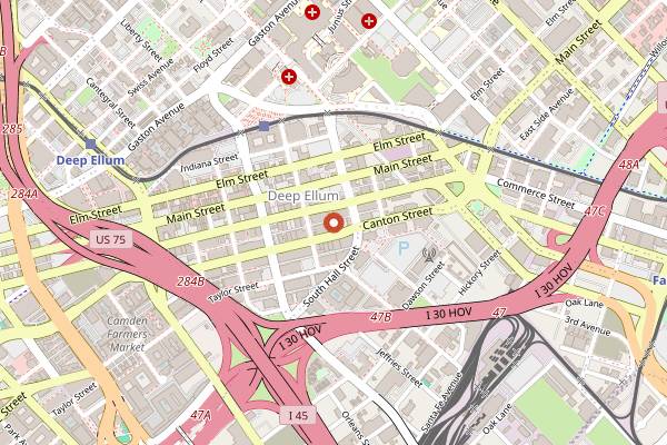 Map showing Club Dada in Dallas
