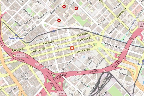 Map showing The Nines in Dallas