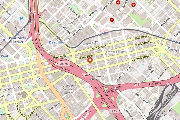 Map showing Ruins in Dallas
