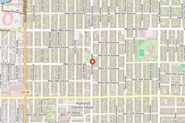 Map showing Bakery Four in Denver