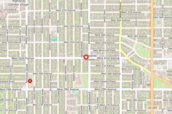 Map showing Happy Bakeshop in Denver