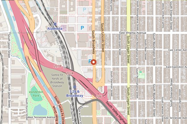 Map showing Rebel Bread in Denver