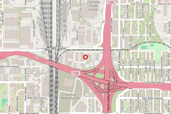 Map showing Ironton Distillery and Crafthouse in Denver