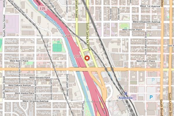 Map showing Stranahan's Whiskey Distillery and Cocktail Bar in Denver