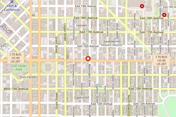 Map showing X Bar Denver in Denver