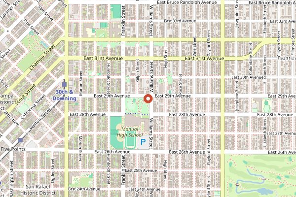 Map showing Yacht Club in Denver