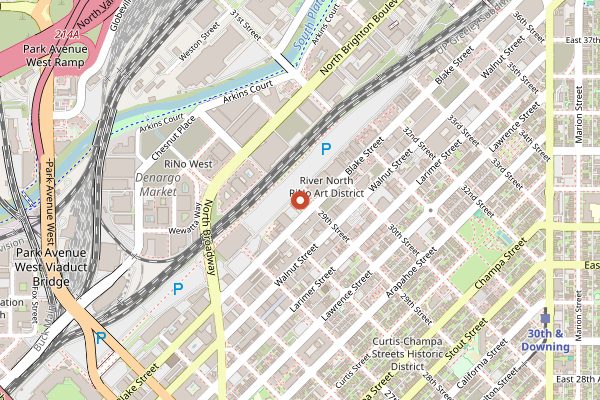 Map showing Bierstadt Lagerhaus in Denver