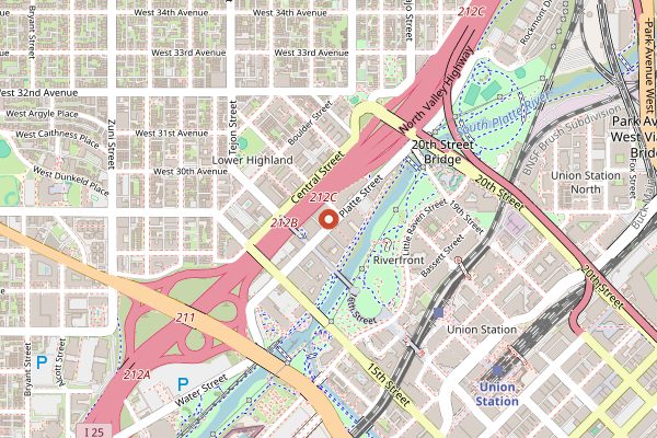 Map showing Denver Beer Co in Denver