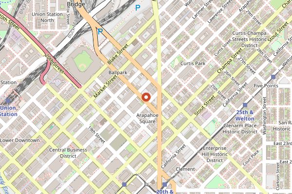 Map showing Great Divide Brewing in Denver