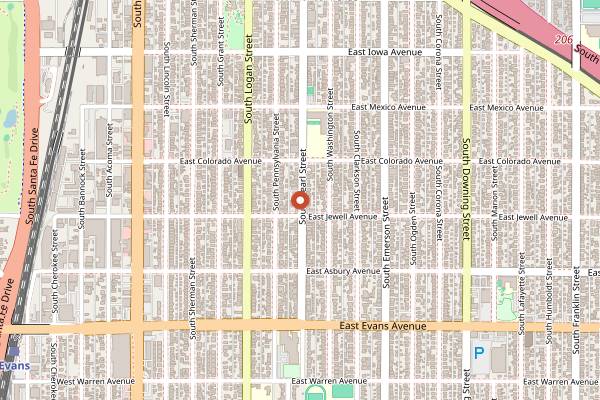 Map showing Platt Park Brewing Company in Denver