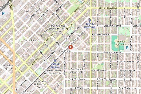 Map showing Spangalang Brewery in Denver