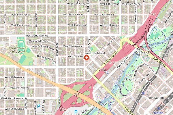 Map showing Linger in Denver
