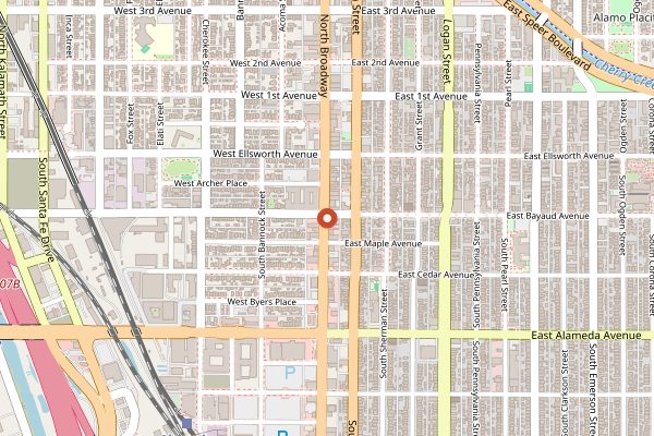 Map showing Sassafras American Eatery in Denver