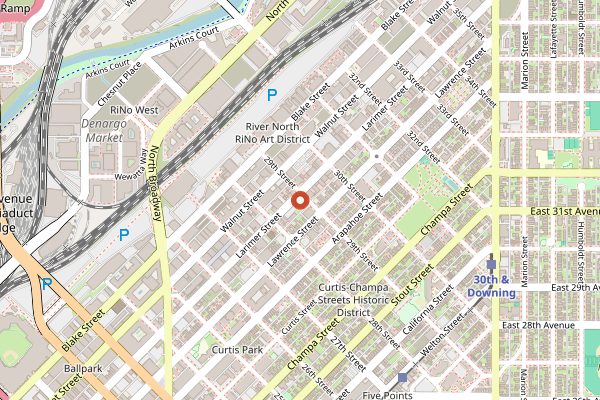 Map showing Crema Coffee House in Denver
