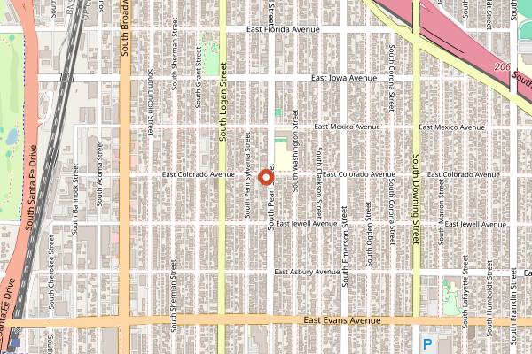 Map showing Steam Espresso Bar in Denver