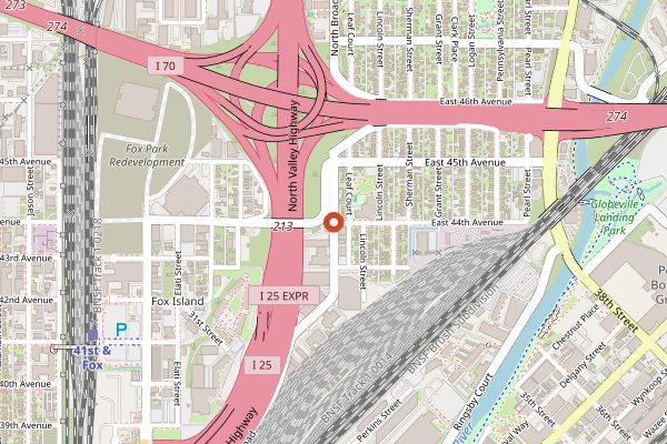 Map showing La Loma in Denver