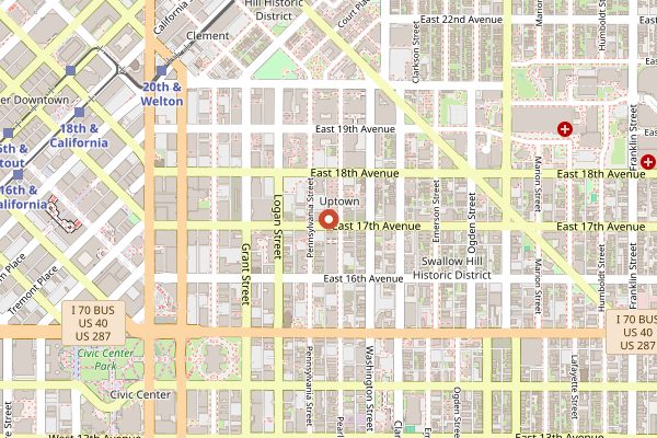 Map showing Steuben's Uptown in Denver