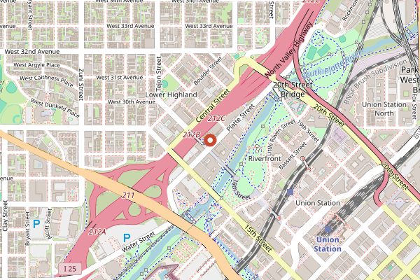 Map showing Blue Sparrow Coffee in Denver