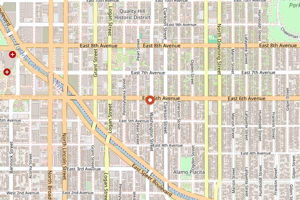 Map showing Pablo's Coffee in Denver