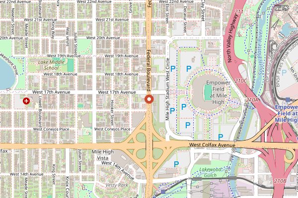 Map showing Leevers Locavore in Denver