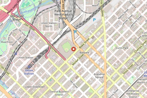 Map showing Denver Bacon and Beer Classic in Denver