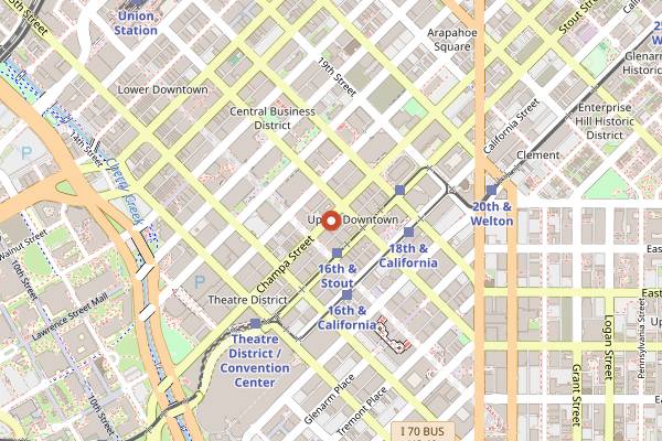 Map showing Mile High Wine Tours in Denver