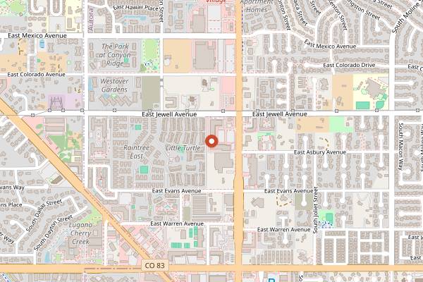 Map showing Nile Ethiopian Restaurant in Denver
