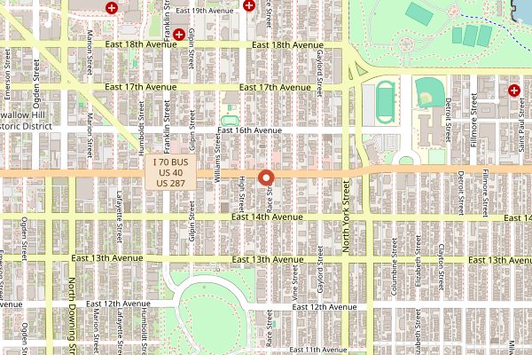 Map showing Pete's Kitchen in Denver