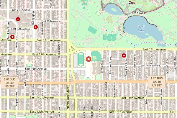 Map showing City Park Esplanade Farmers Market in Denver