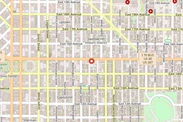 Map showing Charlie's in Denver