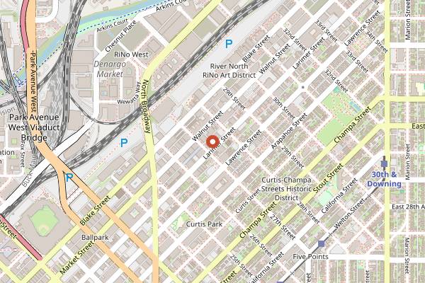 Map showing Larimer Lounge in Denver