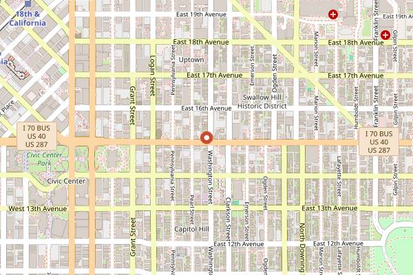 Map showing X Bar in Denver