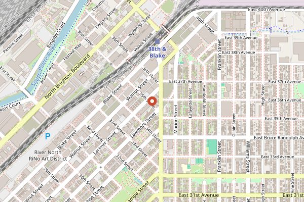 Map showing Hop Alley in Denver
