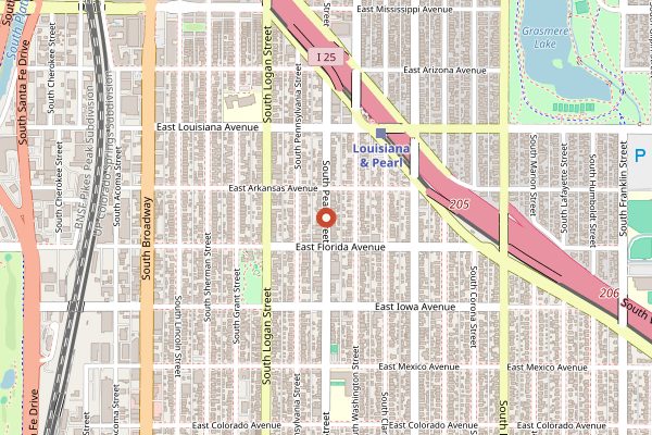 Map showing Izakaya Den in Denver