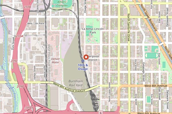 Map showing The Buckhorn Exchange in Denver