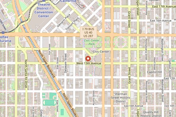 Map showing Civic Center EATS in Denver