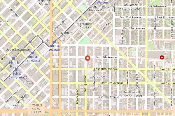 Map showing Las Delicias in Denver